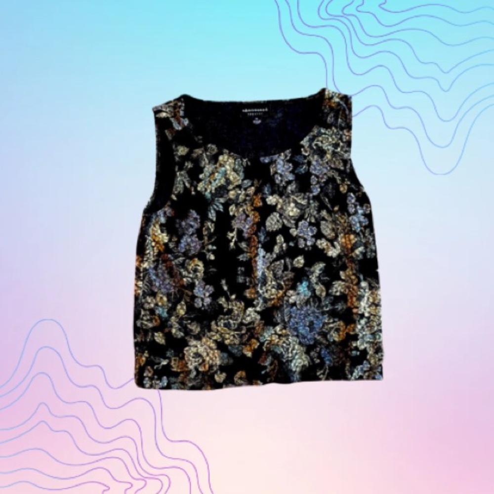 CONNECTED APPAREL Women’s XL Black Floral Sleeveless Top